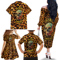 Leopard Skull Family Matching Off Shoulder Long Sleeve Dress and Hawaiian Shirt Dead Inside - Wonder Print Shop