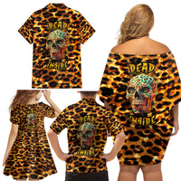 Leopard Skull Family Matching Off Shoulder Short Dress and Hawaiian Shirt Dead Inside - Wonder Print Shop
