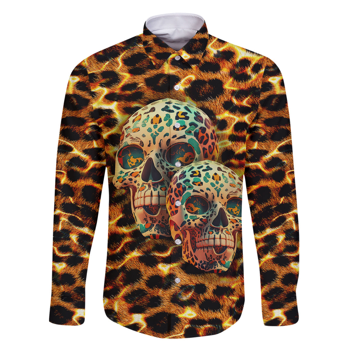 Leopard Skull Family Matching Puletasi Dress and Hawaiian Shirt Dead Inside - Wonder Print Shop