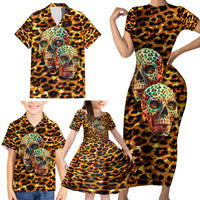 Leopard Skull Family Matching Short Sleeve Bodycon Dress and Hawaiian Shirt Dead Inside - Wonder Print Shop