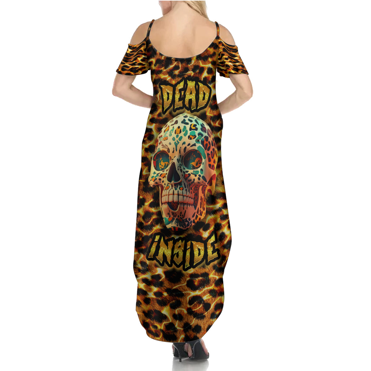 Leopard Skull Family Matching Summer Maxi Dress and Hawaiian Shirt Dead Inside - Wonder Print Shop