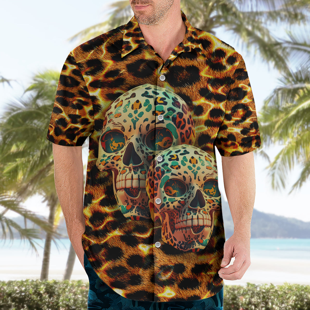 Leopard Skull Hawaiian Shirt Dead Inside - Wonder Print Shop