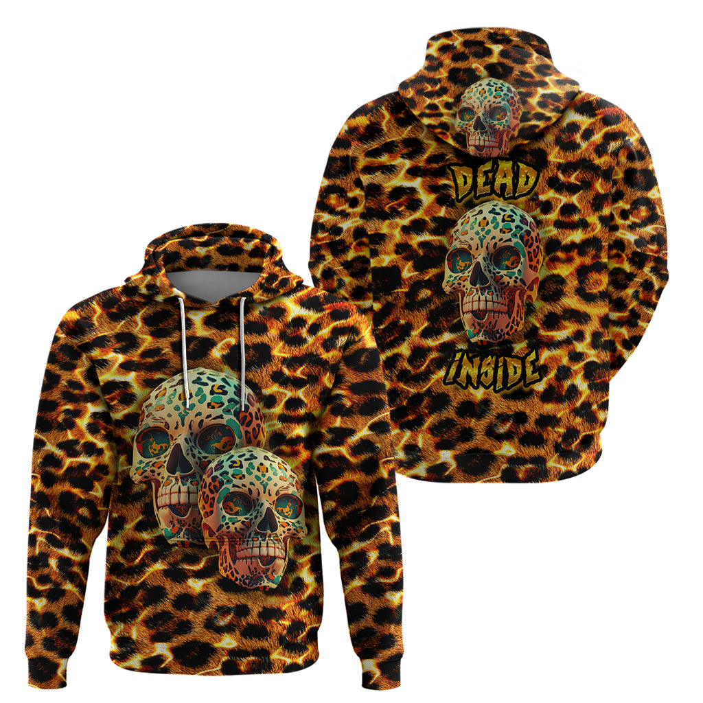 Leopard Skull Hoodie Dead Inside - Wonder Print Shop
