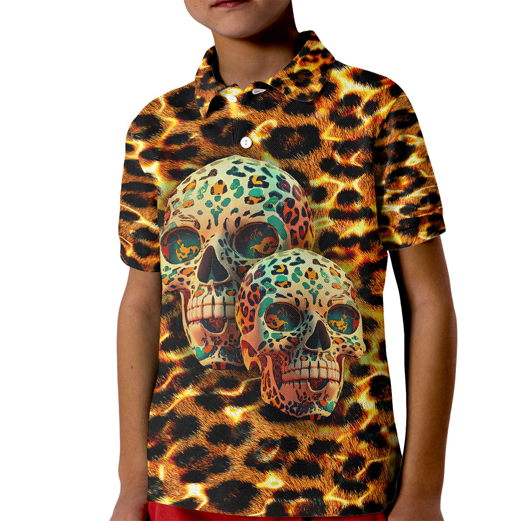 Leopard Skull Kid Polo Shirt Dead Inside - Wonder Print Shop