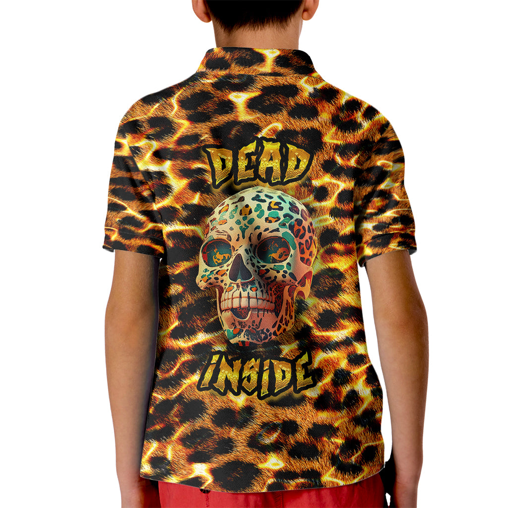 Leopard Skull Kid Polo Shirt Dead Inside - Wonder Print Shop