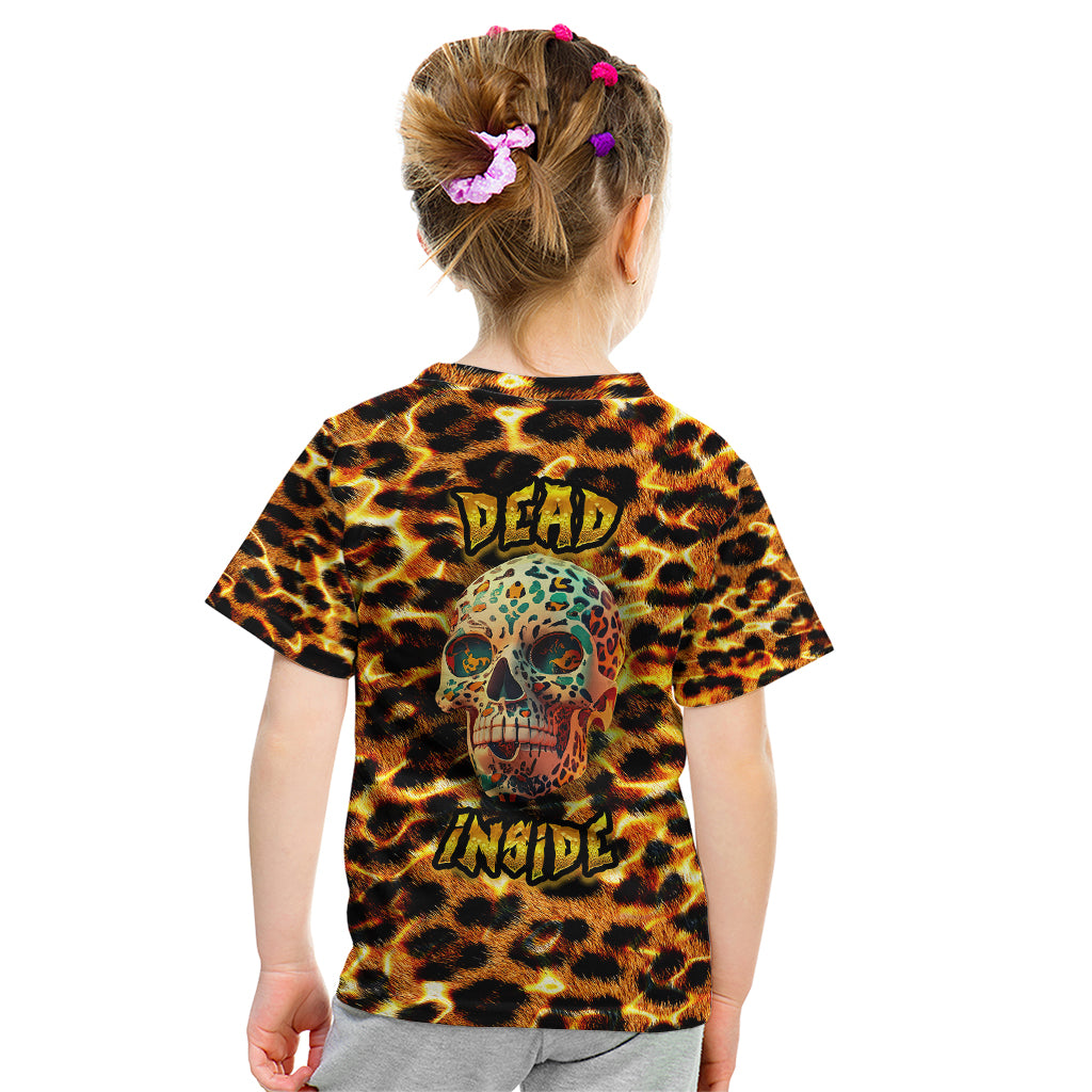 Leopard Skull Kid T Shirt Dead Inside - Wonder Print Shop