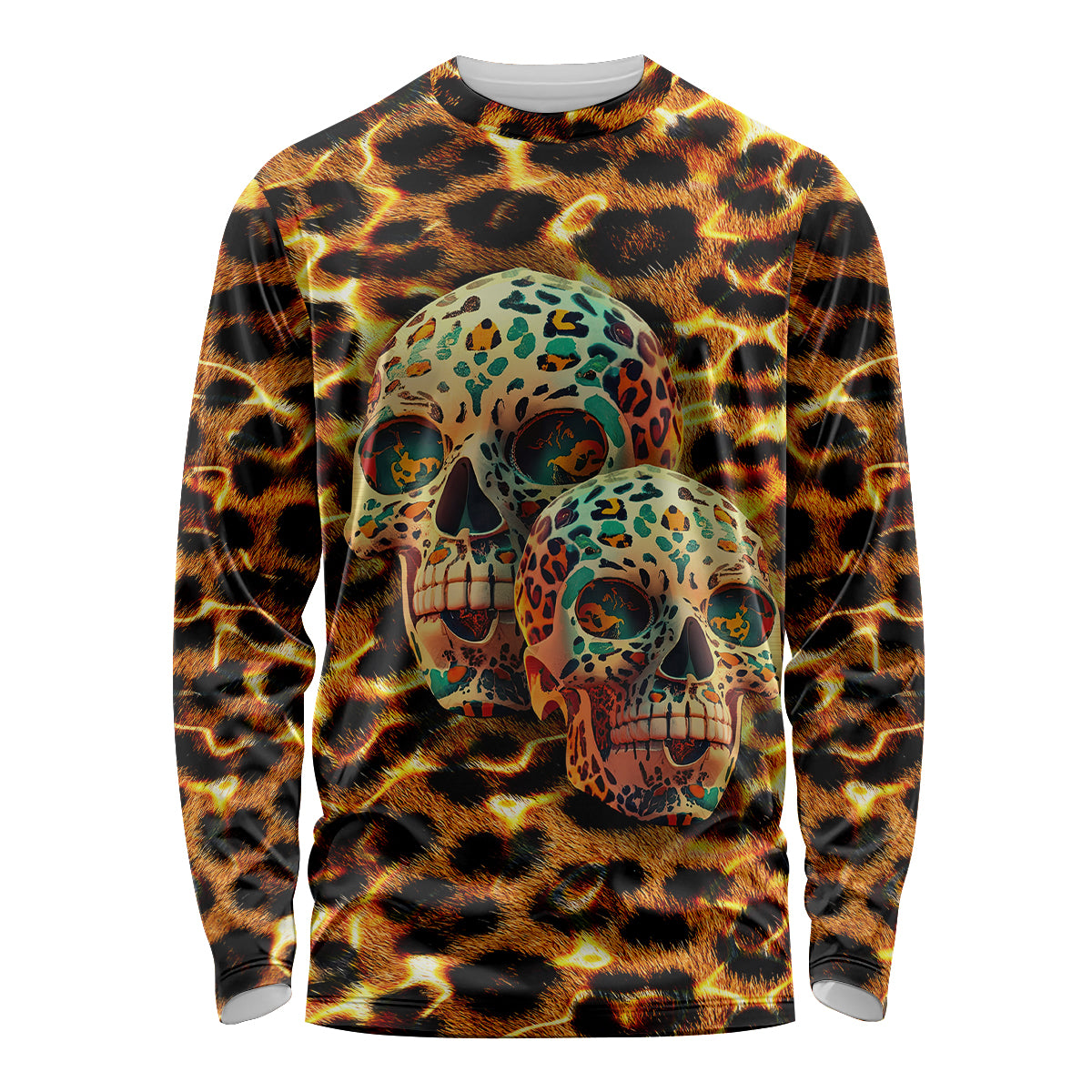 Leopard Skull Long Sleeve Shirt Dead Inside - Wonder Print Shop