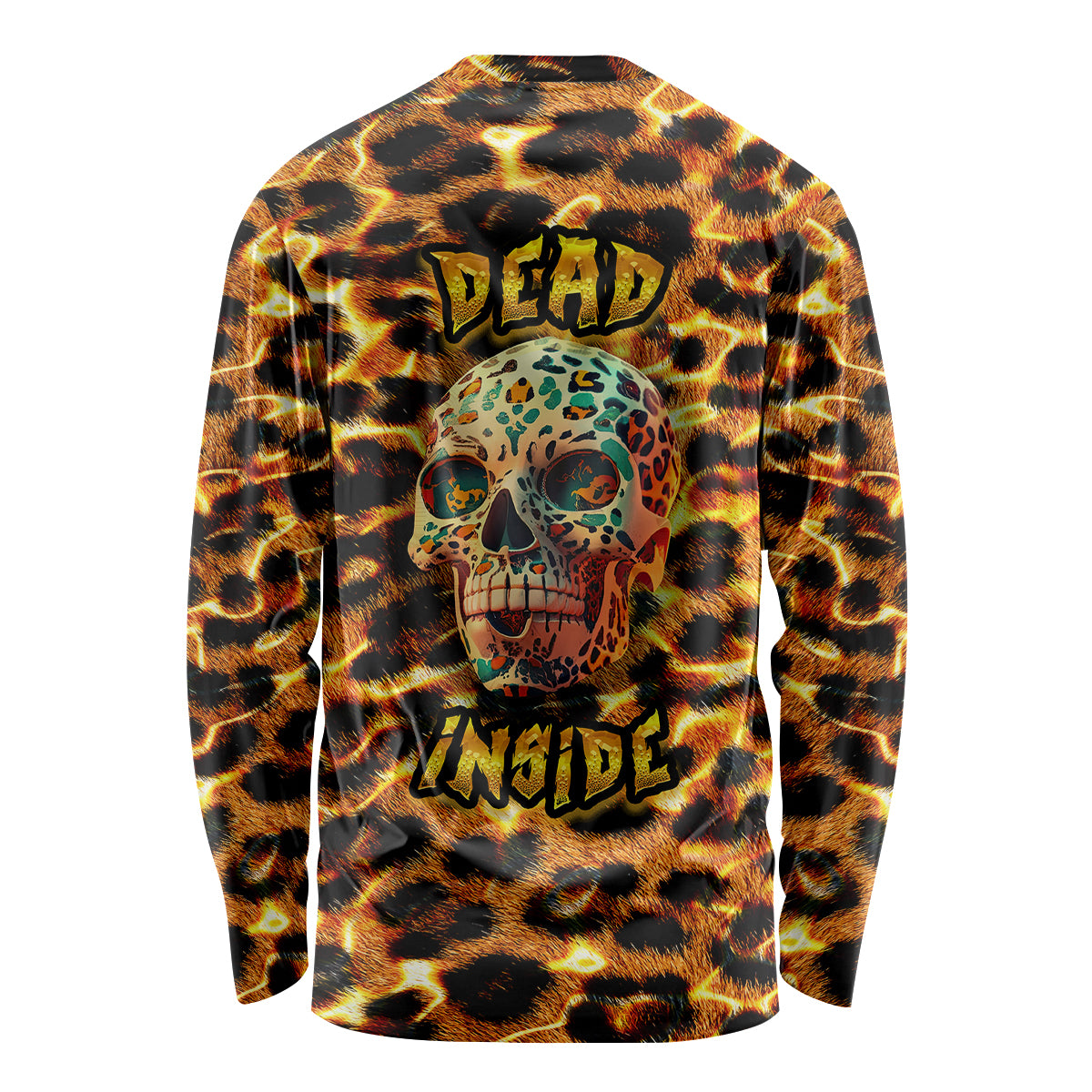 Leopard Skull Long Sleeve Shirt Dead Inside - Wonder Print Shop