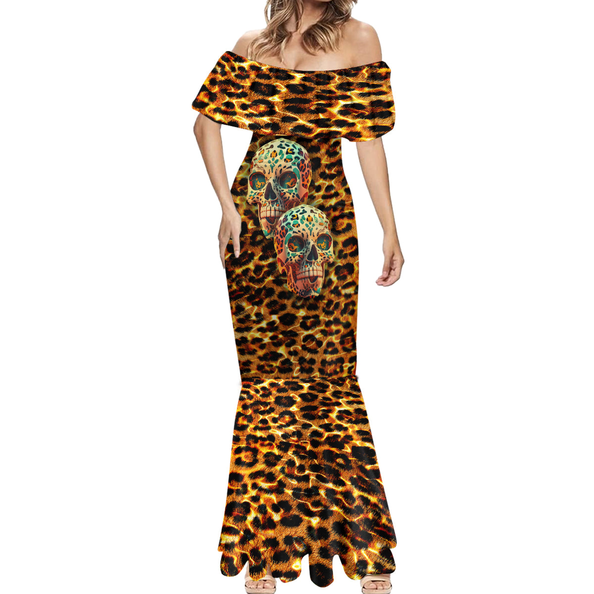 Leopard Skull Mermaid Dress Dead Inside - Wonder Print Shop