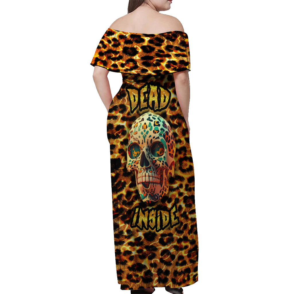 Leopard Skull Off Shoulder Maxi Dress Dead Inside - Wonder Print Shop