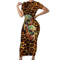 Leopard Skull Short Sleeve Bodycon Dress Dead Inside - Wonder Print Shop