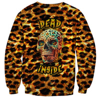 Leopard Skull Sweatshirt Dead Inside - Wonder Print Shop