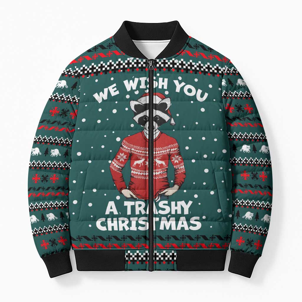 A Trashy Christmas Bomber Puffer Jacket Xmas Holiday Patterns - Wonder Print Shop