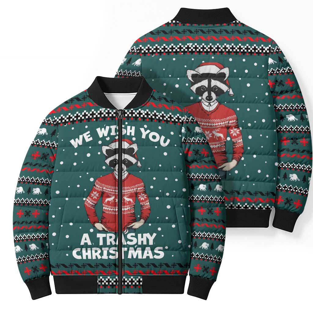 A Trashy Christmas Bomber Puffer Jacket Xmas Holiday Patterns - Wonder Print Shop