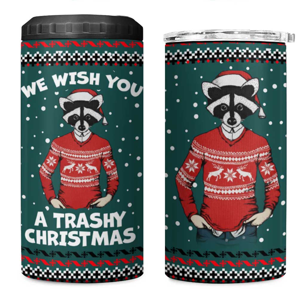 A Trashy Christmas 4 in 1 Can Cooler Tumbler Xmas Holiday Patterns - Wonder Print Shop