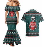 A Trashy Christmas Couples Matching Mermaid Dress and Hawaiian Shirt Xmas Holiday Patterns - Wonder Print Shop
