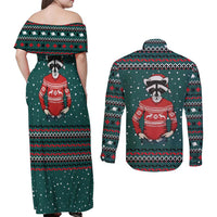A Trashy Christmas Couples Matching Off Shoulder Maxi Dress and Long Sleeve Button Shirt Xmas Holiday Patterns - Wonder Print Shop