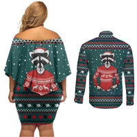 A Trashy Christmas Couples Matching Off Shoulder Short Dress and Long Sleeve Button Shirt Xmas Holiday Patterns - Wonder Print Shop