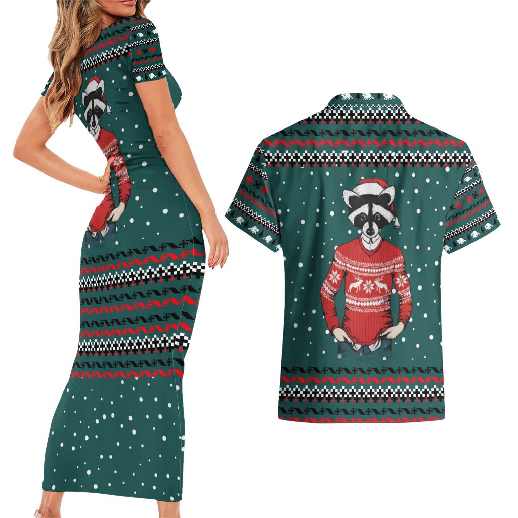 A Trashy Christmas Couples Matching Short Sleeve Bodycon Dress and Hawaiian Shirt Xmas Holiday Patterns - Wonder Print Shop