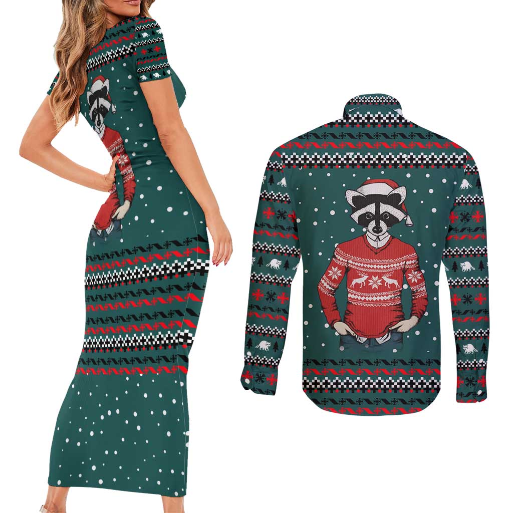 A Trashy Christmas Couples Matching Short Sleeve Bodycon Dress and Long Sleeve Button Shirt Xmas Holiday Patterns - Wonder Print Shop
