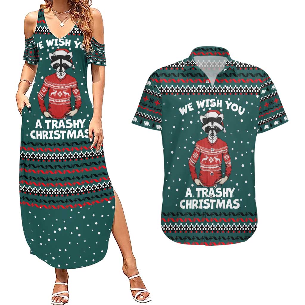 A Trashy Christmas Couples Matching Summer Maxi Dress and Hawaiian Shirt Xmas Holiday Patterns - Wonder Print Shop