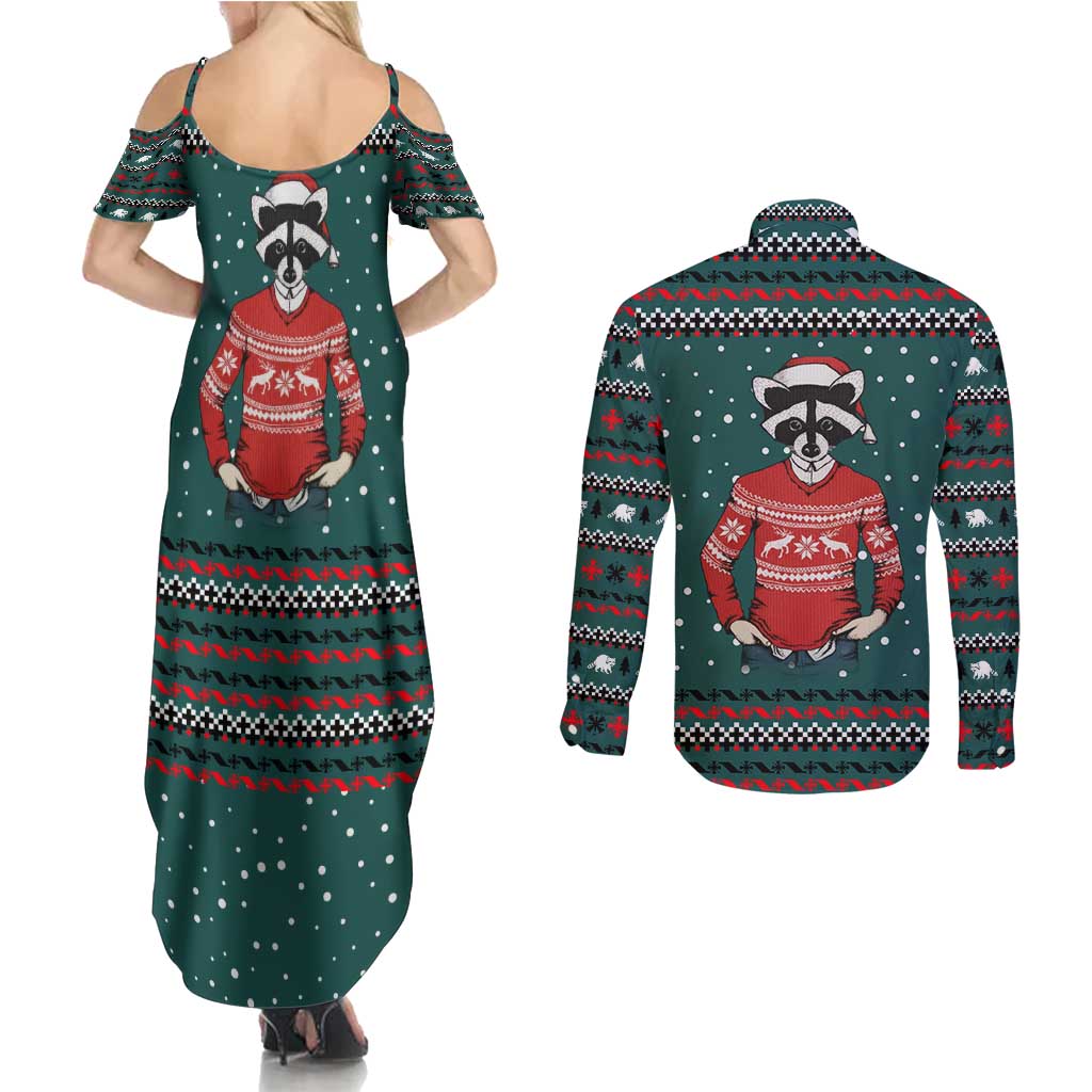 A Trashy Christmas Couples Matching Summer Maxi Dress and Long Sleeve Button Shirt Xmas Holiday Patterns - Wonder Print Shop