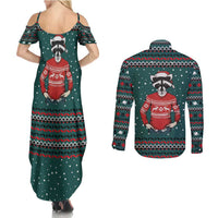 A Trashy Christmas Couples Matching Summer Maxi Dress and Long Sleeve Button Shirt Xmas Holiday Patterns - Wonder Print Shop