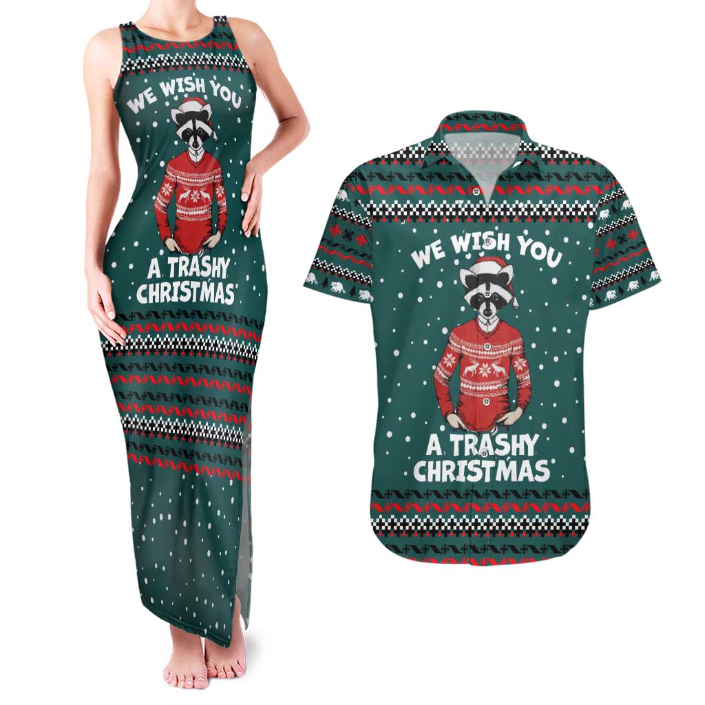 A Trashy Christmas Couples Matching Tank Maxi Dress and Hawaiian Shirt Xmas Holiday Patterns - Wonder Print Shop