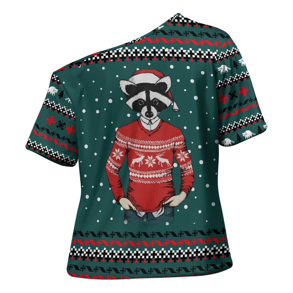 A Trashy Christmas Cross Shoulder Shirt Xmas Holiday Patterns - Wonder Print Shop