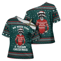 A Trashy Christmas Cross Shoulder Shirt Xmas Holiday Patterns - Wonder Print Shop