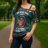 A Trashy Christmas Cross Shoulder Shirt Xmas Holiday Patterns - Wonder Print Shop