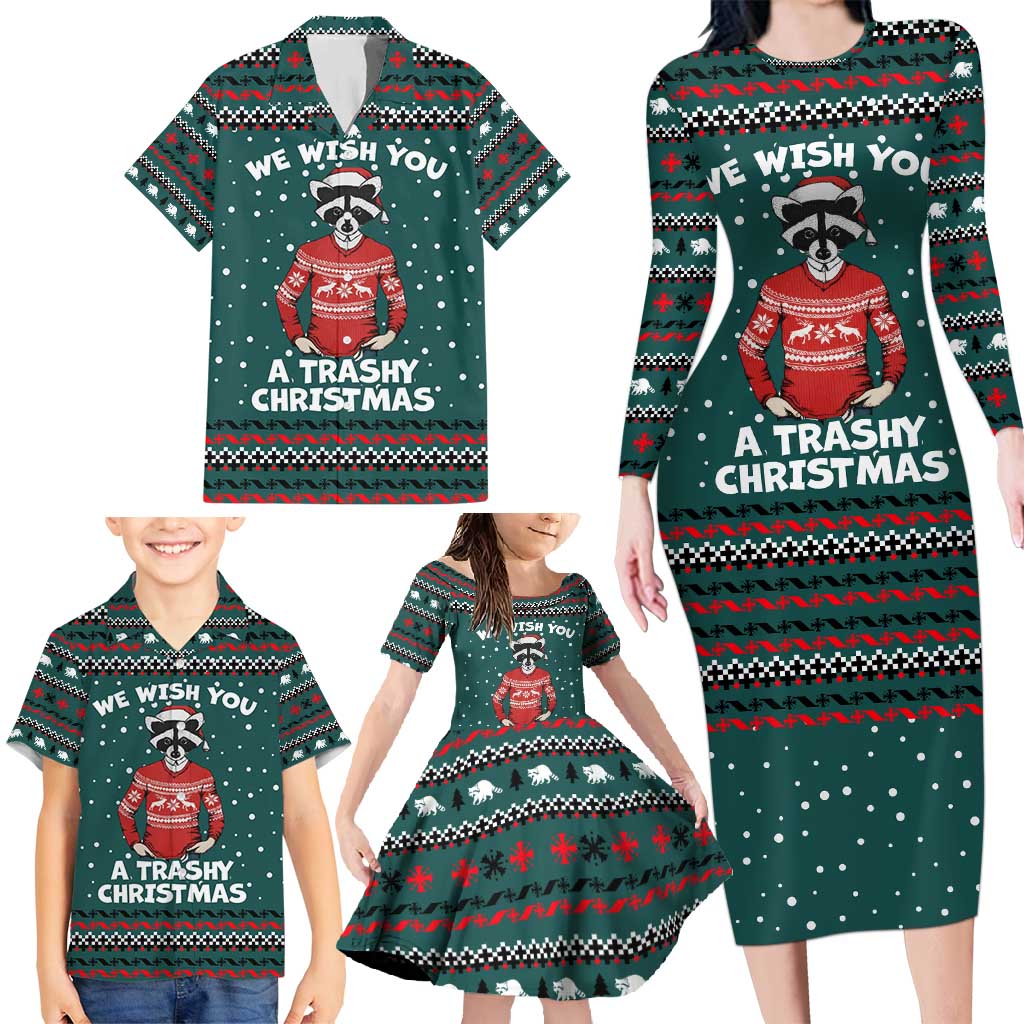 A Trashy Christmas Family Matching Long Sleeve Bodycon Dress and Hawaiian Shirt Xmas Holiday Patterns - Wonder Print Shop
