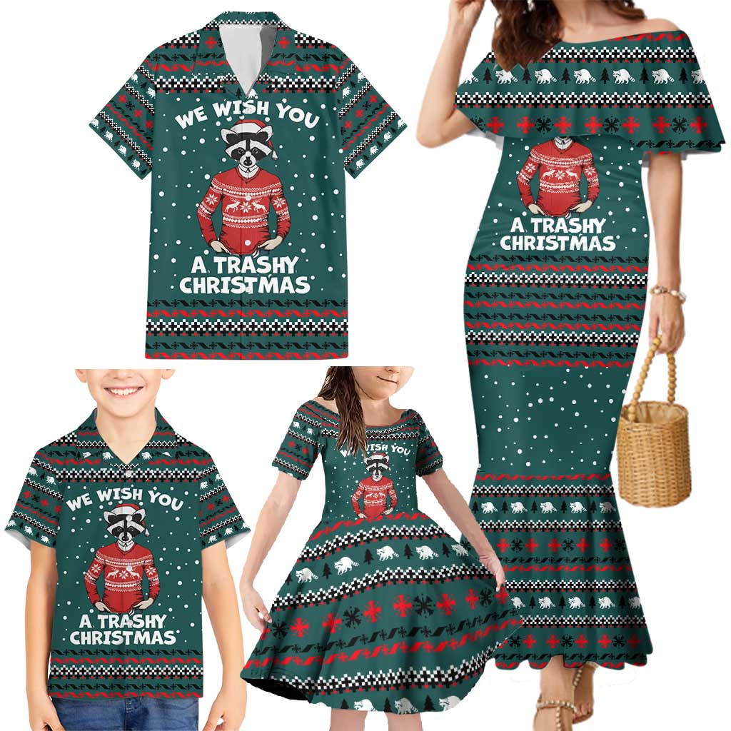 A Trashy Christmas Family Matching Mermaid Dress and Hawaiian Shirt Xmas Holiday Patterns - Wonder Print Shop