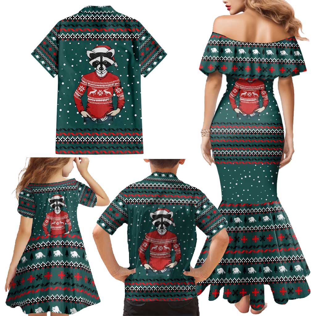A Trashy Christmas Family Matching Mermaid Dress and Hawaiian Shirt Xmas Holiday Patterns - Wonder Print Shop