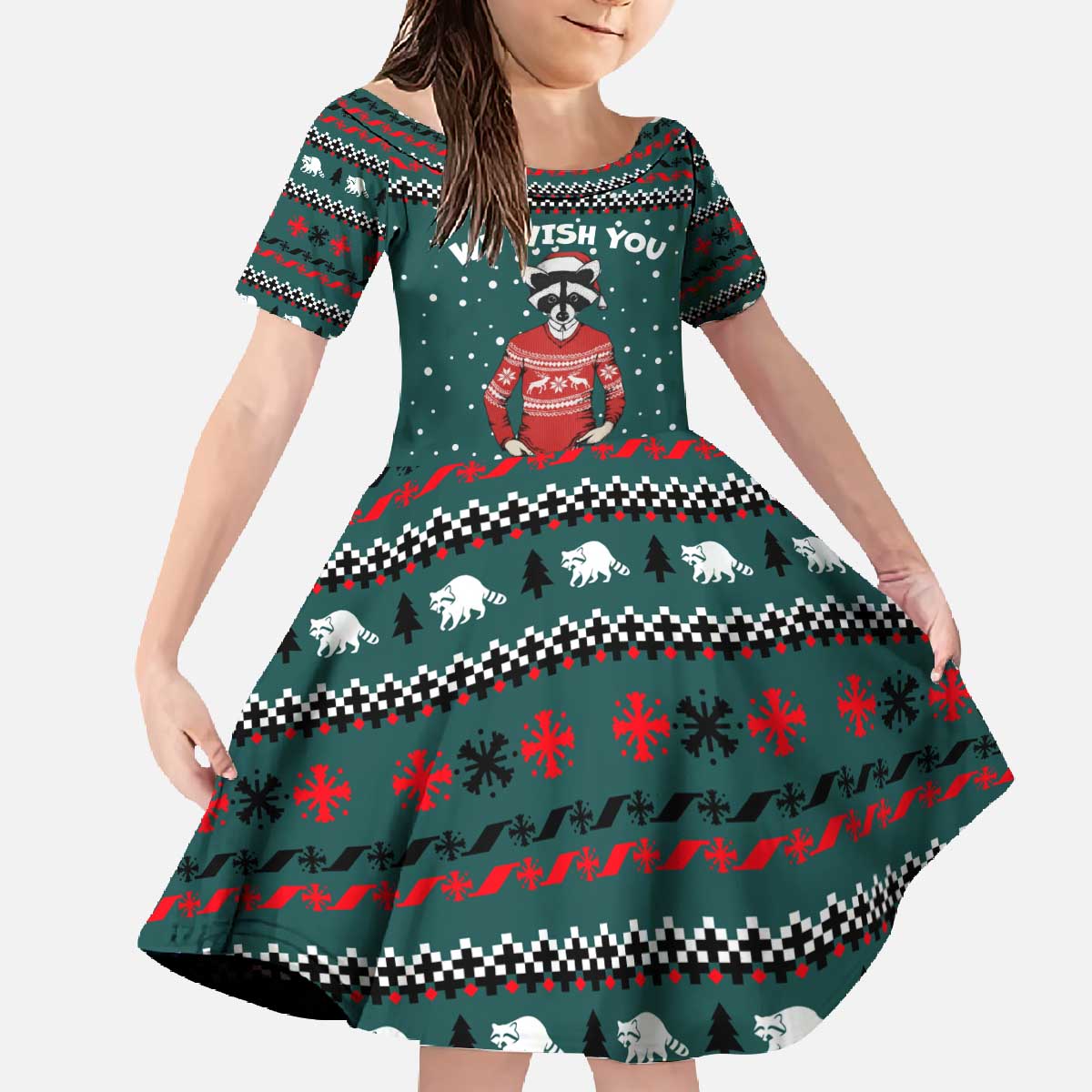 A Trashy Christmas Family Matching Off The Shoulder Long Sleeve Dress and Hawaiian Shirt Xmas Holiday Patterns - Wonder Print Shop