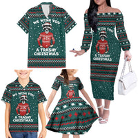 A Trashy Christmas Family Matching Off The Shoulder Long Sleeve Dress and Hawaiian Shirt Xmas Holiday Patterns - Wonder Print Shop