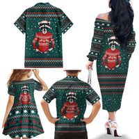 A Trashy Christmas Family Matching Off The Shoulder Long Sleeve Dress and Hawaiian Shirt Xmas Holiday Patterns - Wonder Print Shop