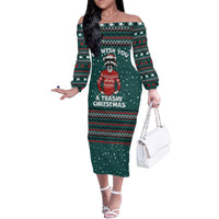 A Trashy Christmas Family Matching Off The Shoulder Long Sleeve Dress and Hawaiian Shirt Xmas Holiday Patterns - Wonder Print Shop