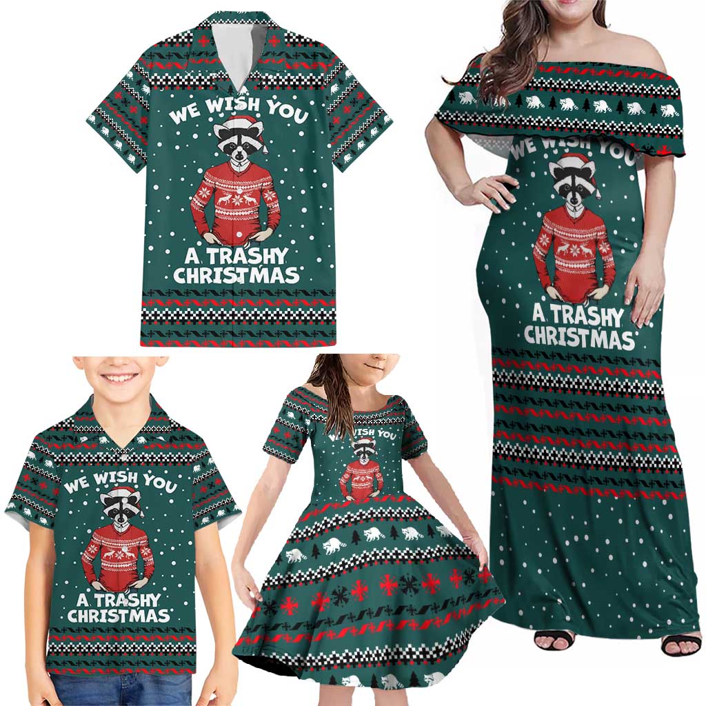 A Trashy Christmas Family Matching Off Shoulder Maxi Dress and Hawaiian Shirt Xmas Holiday Patterns - Wonder Print Shop