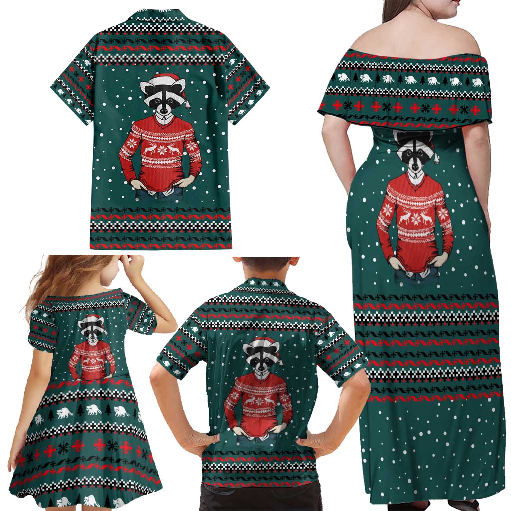 A Trashy Christmas Family Matching Off Shoulder Maxi Dress and Hawaiian Shirt Xmas Holiday Patterns - Wonder Print Shop