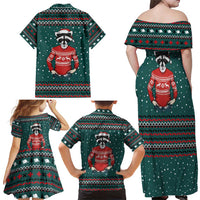 A Trashy Christmas Family Matching Off Shoulder Maxi Dress and Hawaiian Shirt Xmas Holiday Patterns - Wonder Print Shop
