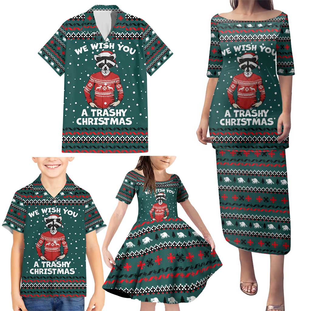 A Trashy Christmas Family Matching Puletasi and Hawaiian Shirt Xmas Holiday Patterns - Wonder Print Shop