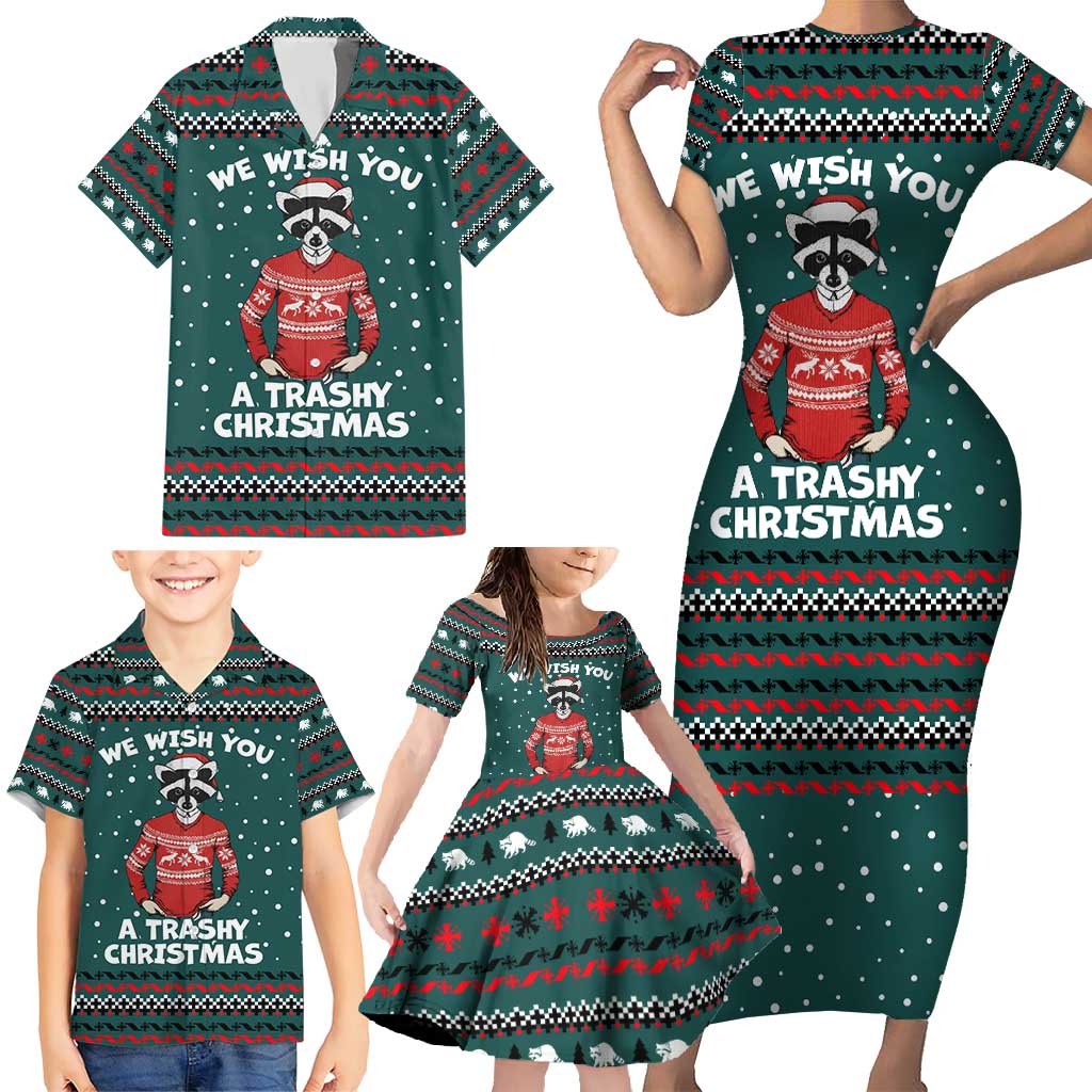 A Trashy Christmas Family Matching Short Sleeve Bodycon Dress and Hawaiian Shirt Xmas Holiday Patterns - Wonder Print Shop
