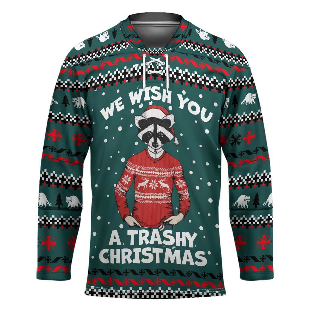 A Trashy Christmas Hockey Jersey Xmas Holiday Patterns - Wonder Print Shop
