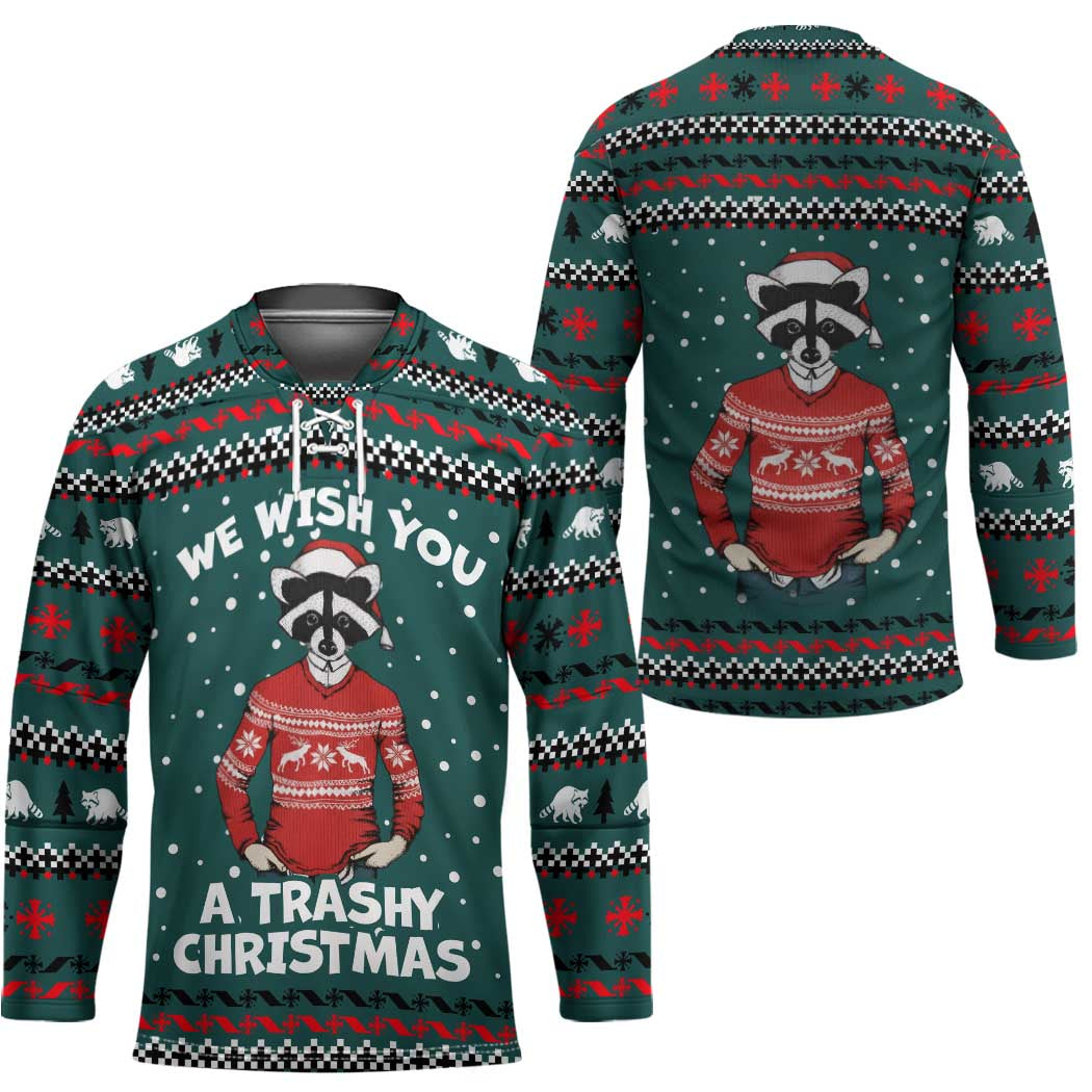 A Trashy Christmas Hockey Jersey Xmas Holiday Patterns - Wonder Print Shop