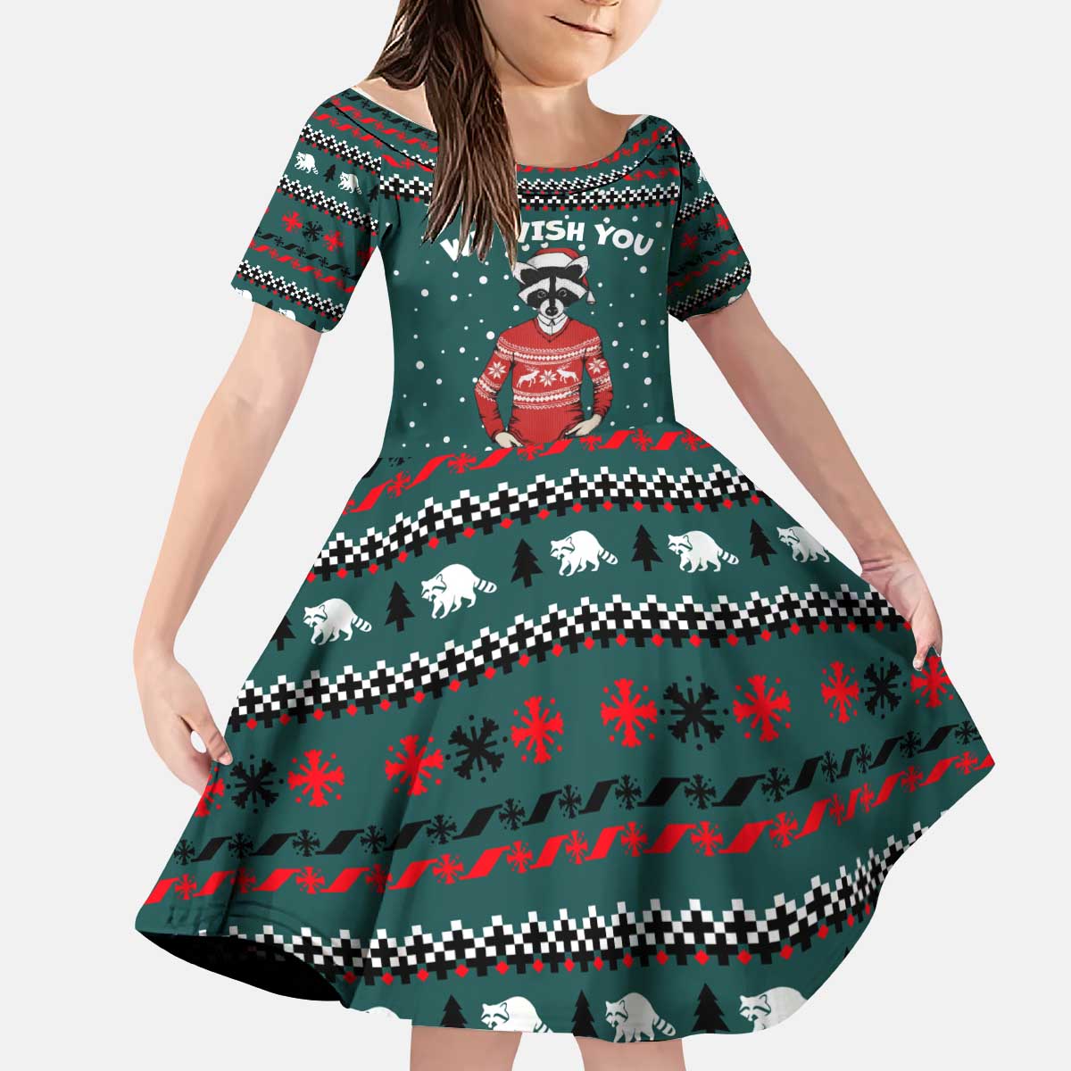 A Trashy Christmas Kid Short Sleeve Dress Xmas Holiday Patterns - Wonder Print Shop