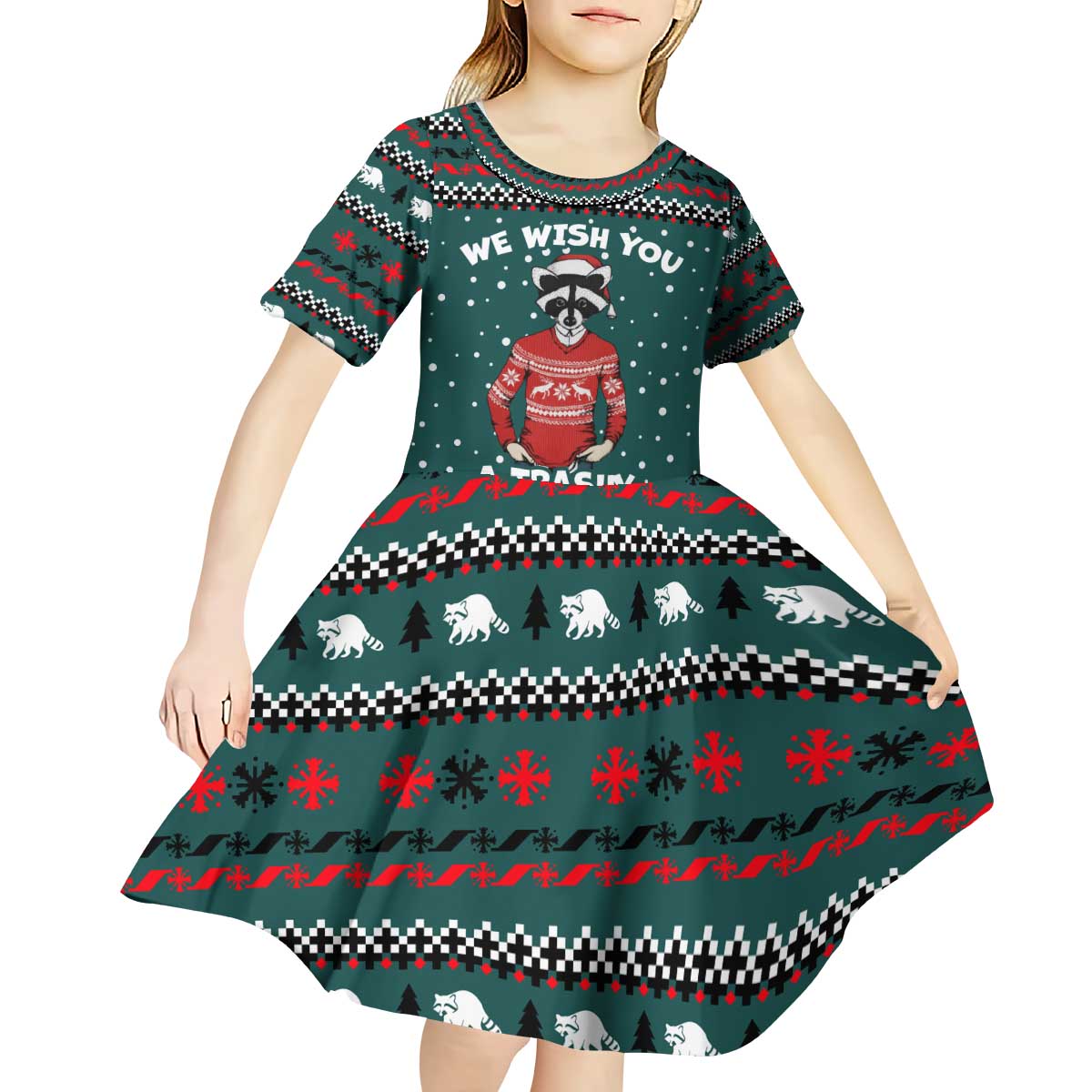 A Trashy Christmas Kid Short Sleeve Dress Xmas Holiday Patterns - Wonder Print Shop
