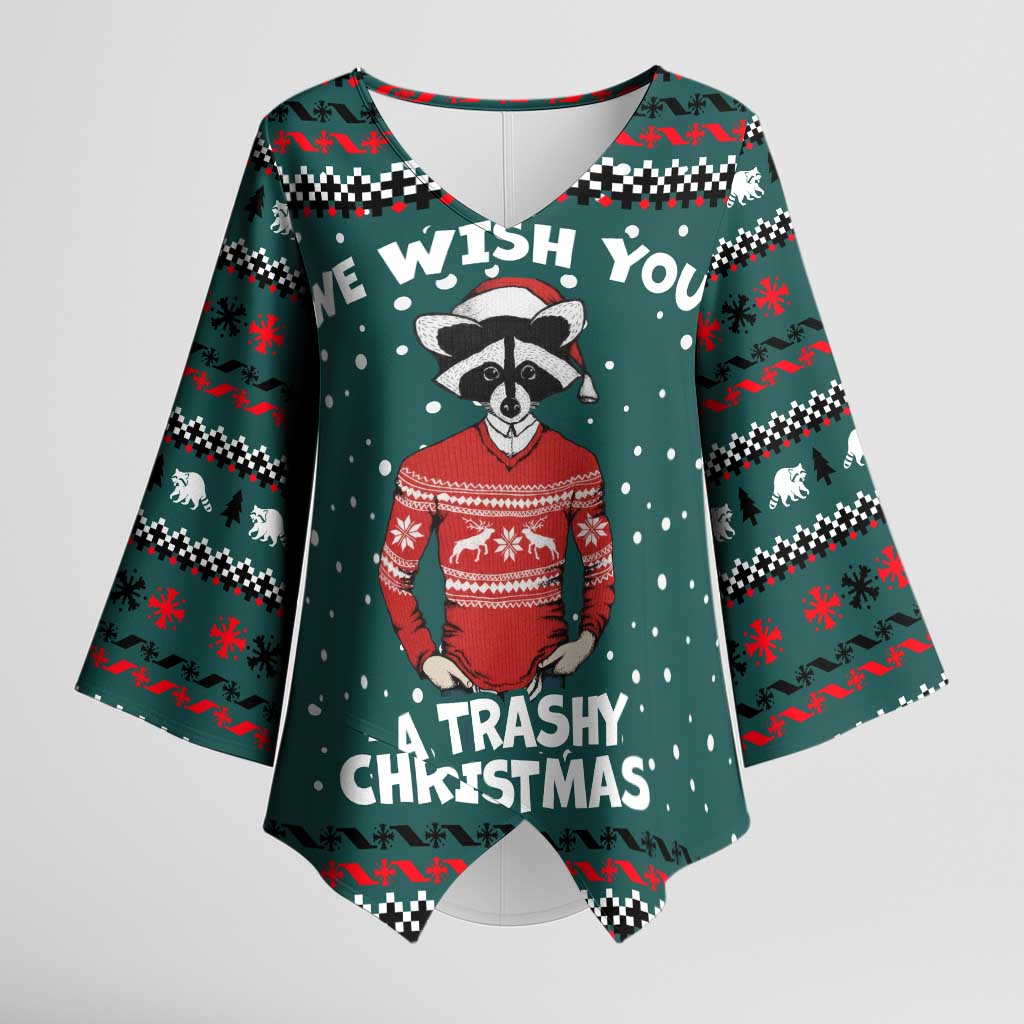 A Trashy Christmas Kimono Sleeve Blouse Xmas Holiday Patterns - Wonder Print Shop
