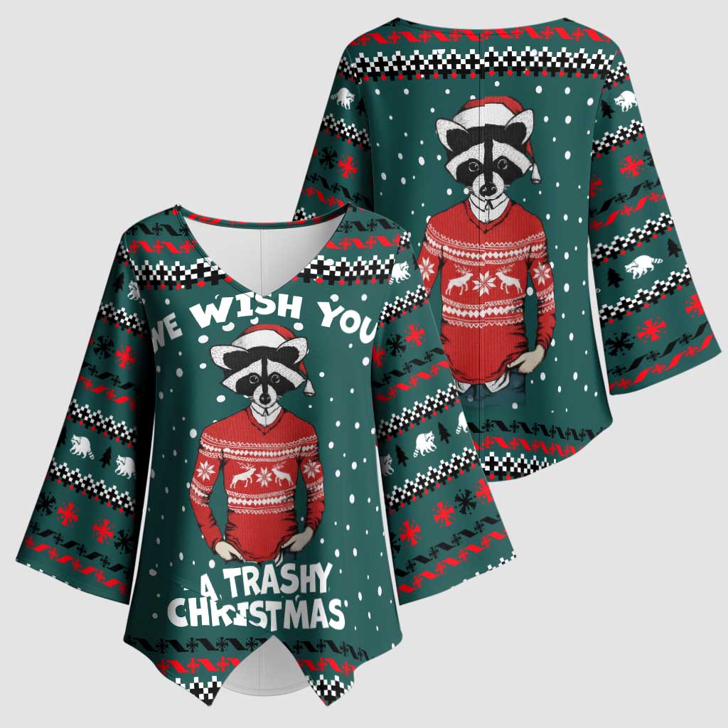 A Trashy Christmas Kimono Sleeve Blouse Xmas Holiday Patterns - Wonder Print Shop