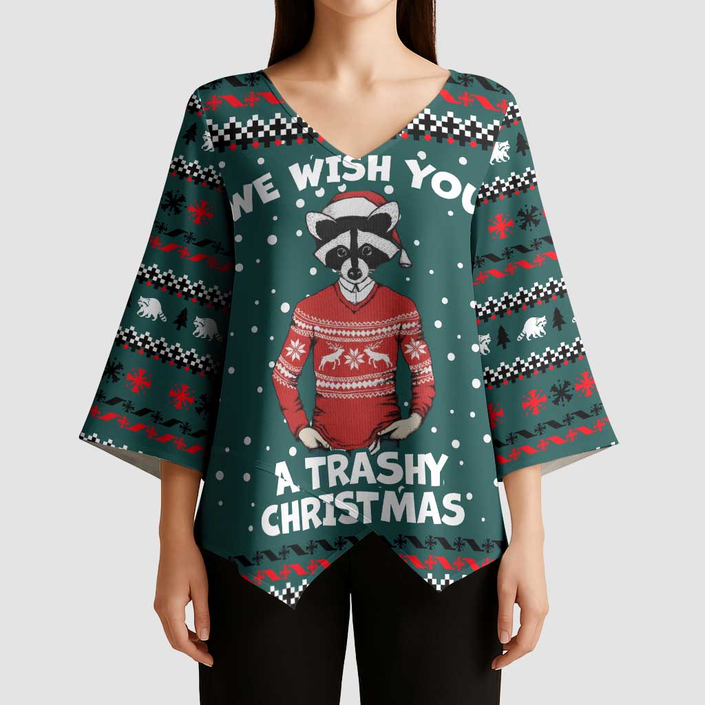 A Trashy Christmas Kimono Sleeve Blouse Xmas Holiday Patterns - Wonder Print Shop